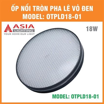 Ốp nổi tròn pha lê vỏ đen 18W