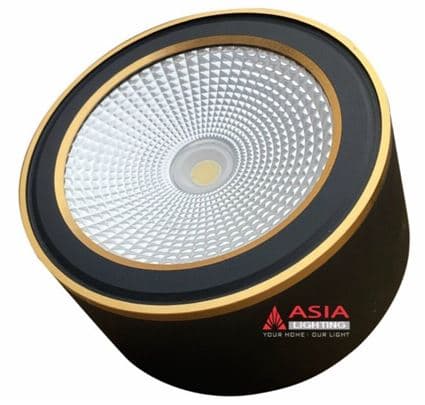 Đèn trần nổi vỏ đen viền vàng thân ngắn 10W