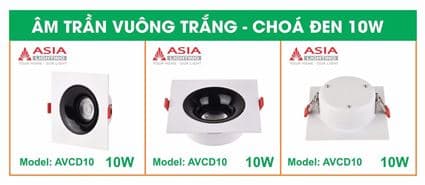 Âm trần vuông thân trắng - Chóa đen