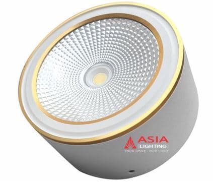 Đèn trần nổi vỏ trắng viền vàng thân ngắn COB 10W