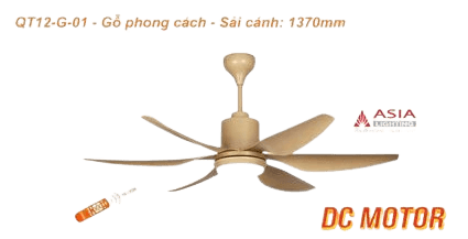 Quạt trần đèn cao cấp 6 cánh - sải cánh 1370 - QT12-T-01 - Trắng sang trọng