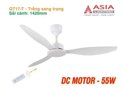 Quạt trần cao cấp 03 cánh QT17 - Trắng sang trọng