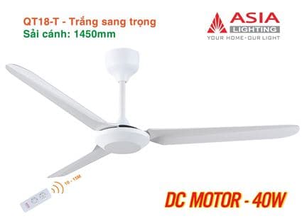 Quạt trần cao cấp 03 cánh QT18 - Trắng sang trọng