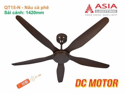 Quạt trần cao cấp QT15 - Nâu cà phê
