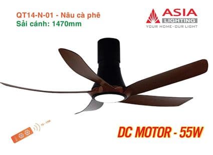 Quạt trần đèn cao cấp 05 cánh QT14 - Trắng bạc cao sang 2