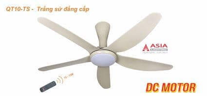 Quạt trần đèn cao cấp QT10-TS-01 - Trắng sứ
